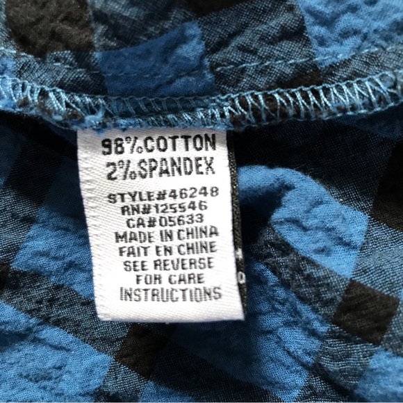 Habitat swing tunic blue black mixed plaid check print crinkled cotton XXL - Picture 7 of 7